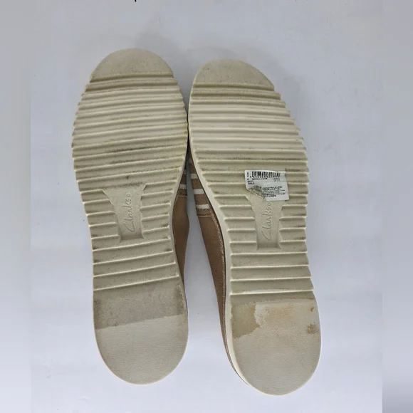 Clarks Serena Paige Womens Slip-Ons Loafers Beige Sand Suede Striped Size 11M - Picture 14 of 16